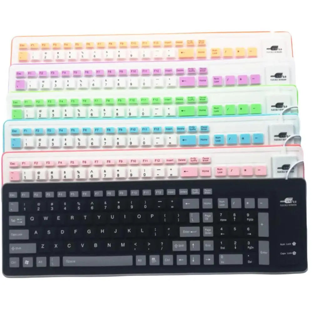 Portable Silent Foldable Silicone Keyboard Usb Flexible Soft Waterproof Roll up Keyboard for Pc Laptop