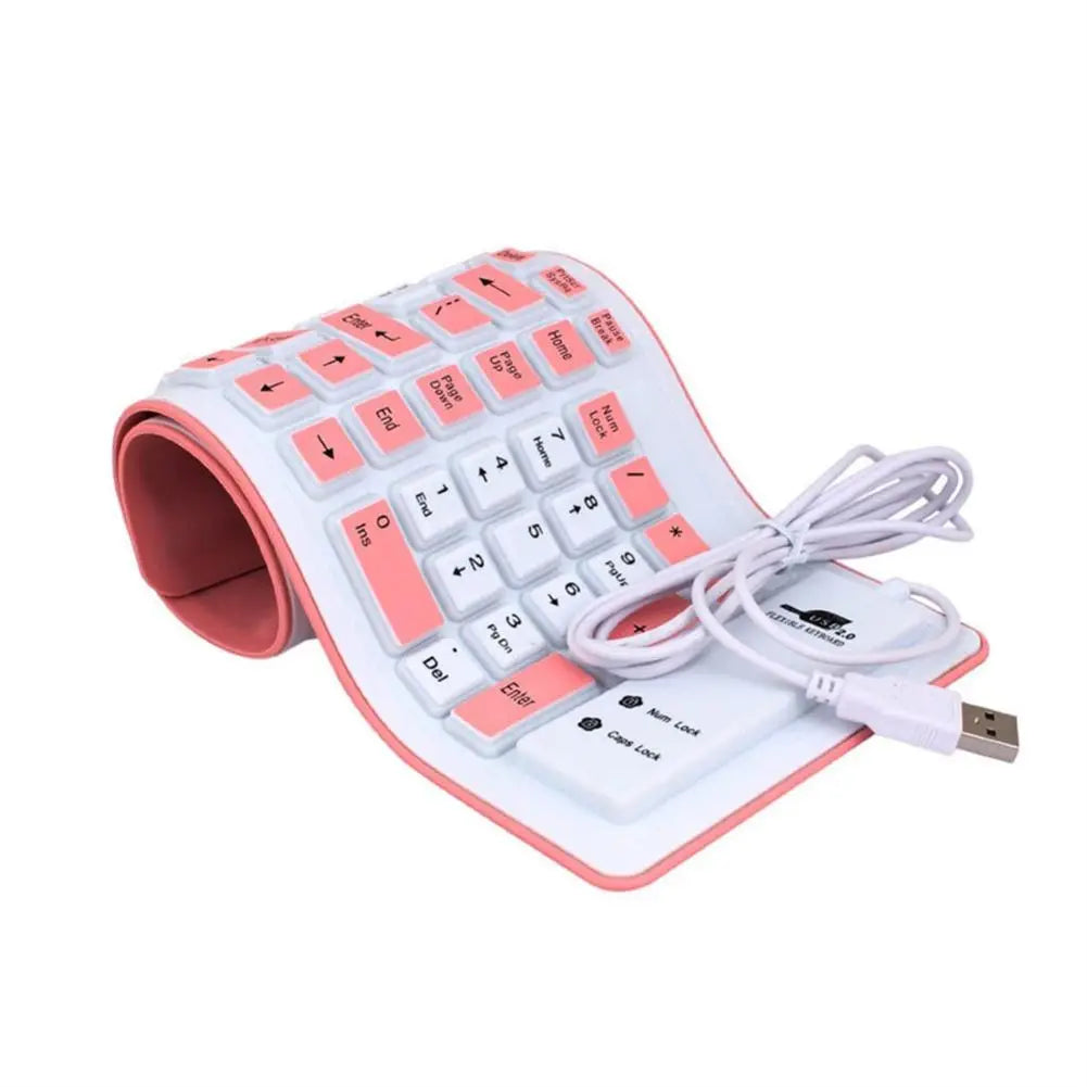 Portable Silent Foldable Silicone Keyboard Usb Flexible Soft Waterproof Roll up Keyboard for Pc Laptop