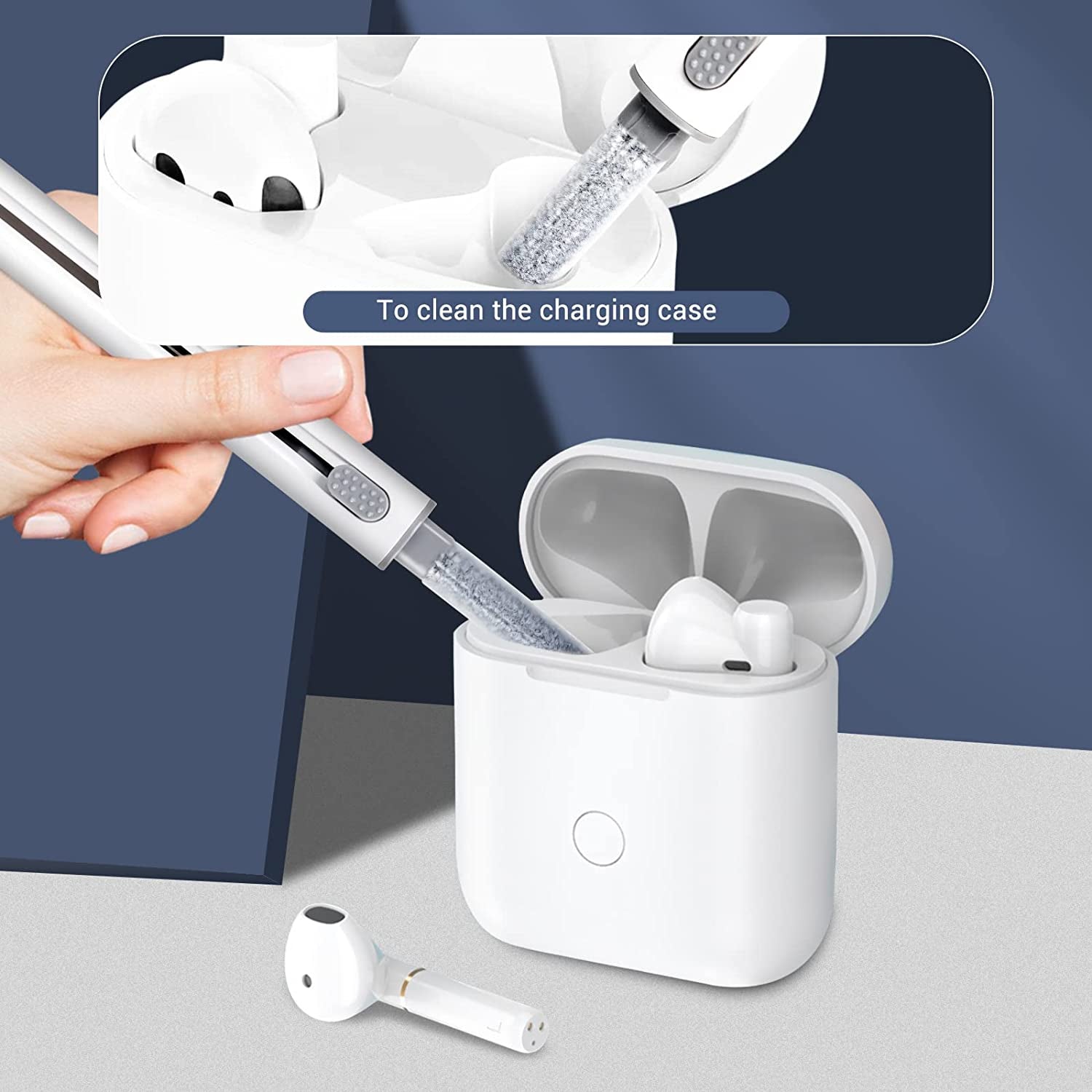 2023 New Cleaner Kit for Airpods Pro and 1/2 Multifunction Cleaning Pen with Soft Brush for Bluetooth Earphones Case (White2.0)